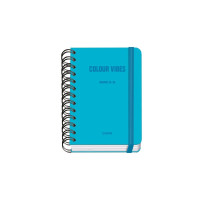Dohe Colour Vibes Agenda Escolar 25/26 Espiral Wire?o A6 - Dia Pagina - Papel 80g/m2 - 4 Hojas de Pegatinas - Cubierta de Carton Plastificado - Cierre con Goma Elastica - Color Azul Cyan