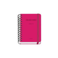 Dohe Colour Vibes Agenda Escolar 25/26 Espiral Wire?o A6 - Dia Pagina - Papel 80g/m2 - 4 Hojas de Pegatinas - Cubierta de Carton Plastificado - Cierre con Goma Elastica - Color Rosa