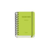 Dohe Colour Vibes Agenda Escolar 25/26 Espiral Wire?o A6 - Dia Pagina - Papel 80g/m2 - 4 Hojas de Pegatinas - Cubierta de Carton Plastificado - Cierre con Goma Elastica - Color Verde Lima