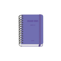 Dohe Colour Vibes Agenda Escolar 25/26 Espiral Wire?o A6 - Dia Pagina - Papel 80g/m2 - 4 Hojas de Pegatinas - Cubierta de Carton Plastificado - Cierre con Goma Elastica - Color Morado