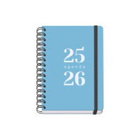 Dohe Grammar Agenda Escolar 25/26 Espiral A5 - Semana Vista - Papel 80g/m2 - Cubierta de Polipropileno - Cierre de Goma Elastica - Color Azul