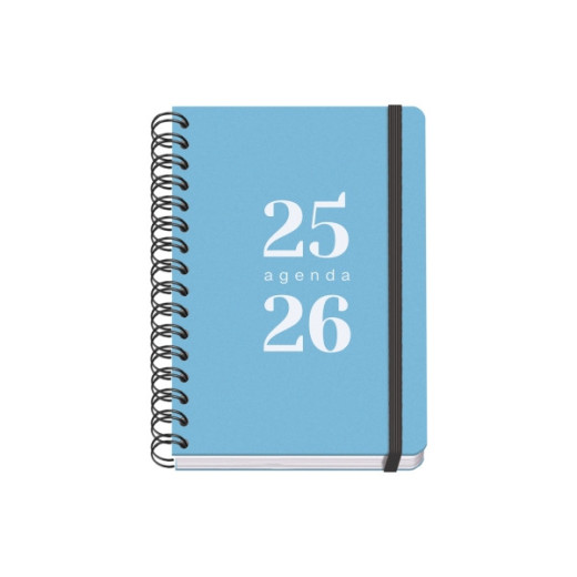 Dohe Grammar Agenda Escolar 25/26 Espiral A5 - Semana Vista - Papel 80g/m2 - Cubierta de Polipropileno - Cierre de Goma Elastica - Color Azul