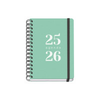 Dohe Grammar Agenda Escolar 25/26 Espiral A5 - Semana Vista - Papel 80g/m2 - Cubierta de Polipropileno - Cierre de Goma Elastica - Color Verde