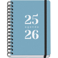 Dohe Grammar Agenda Escolar 25/26 Espiral A5 - Semana Vista - Papel 80g/m2 - Cubierta de Polipropileno - Cierre de Goma Elastica - Color Azul