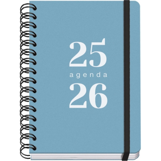Dohe Grammar Agenda Escolar 25/26 Espiral A5 - Semana Vista - Papel 80g/m2 - Cubierta de Polipropileno - Cierre de Goma Elastica - Color Azul