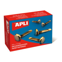 Apli Caja de 100 Encuadernadores Metalicos Dorados 17mm - Sin Arandela - Aptos para Todo Tipo de Documentos - Ideales para Encuadernar y Manualidades