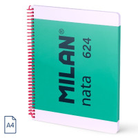 Milan Nata 624 Cuaderno Espiral Formato A4 Pautado 7mm - 80 Hojas de 95 gr/m2 - Microperforado