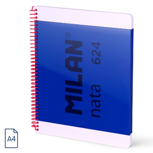 Milan Nata 624 Cuaderno Espiral Formato A4 Cuadricula 5x5mm - 80 Hojas de 95 gr/m2 - Microperforado