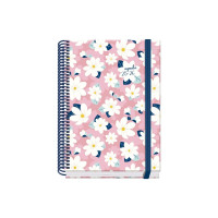 Dohe Camomille Agenda Escolar 25/26 Espiral A5 - Semana Vista - Papel 70g/m2 - 4 Hojas de Pegatinas - Cubierta de Carton Plastificado - Cierre con Goma Elastica