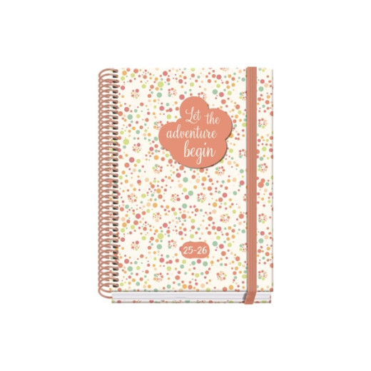 Dohe Bubbles Agenda Escolar 25/26 Espiral A5 - Semana Vista - Papel 70g/m2 - 4 Hojas de Pegatinas - Cubierta de Carton Plastificado - Cierre con Goma Elastica