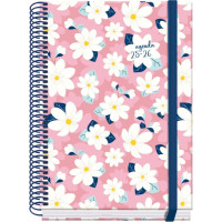 Dohe Camomille Agenda Escolar 25/26 Espiral A5 - Dia Pagina - Papel 70g/m2 - 4 Hojas de Pegatinas - Cubierta de Carton Plastificado - Cierre con Goma Elastica