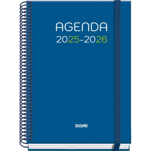 Dohe Logic Agenda Escolar 25/26 Espiral A5 - Dia Pagina - Papel 70g/m2 - 4 Hojas de Pegatinas - Cubierta de Carton Plastificado - Cierre con Goma Elastica