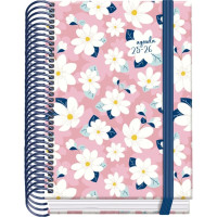 Dohe Camomille Agenda Escolar 25/26 Espiral A6 - Dia Pagina - Papel 70g/m2 - 4 Hojas de Pegatinas - Cubierta de Carton Plastificado - Cierre con Goma Elastica