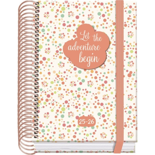 Dohe Bubbles Agenda Escolar 25/26 Espiral A6 - Dia Pagina - Papel 70g/m2 - 4 Hojas de Pegatinas - Cubierta de Carton Plastificado - Cierre con Goma Elastica
