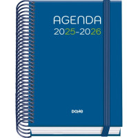 Dohe Logic Agenda Escolar 25/26 Espiral A6 - Dia Pagina - Papel 70g/m2 - 4 Hojas de Pegatinas - Cubierta de Carton Plastificado - Cierre con Goma Elastica