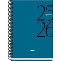 Dohe System Agenda Escolar 25/26 Espiral A5 - Semana Vista - Papel 70g/m2 - Cubierta de Carton Plastificado - Color Azul