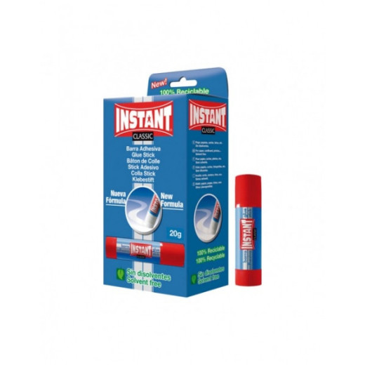 Instant Classic Barra de Pegamento 20grs - Apto para Uso Infantil y/o Domestico - Lavable - Sin Disolventes