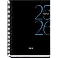 Dohe System Agenda Escolar 25/26 Espiral A5 - Semana Vista - Papel 70g/m2 - Cubierta de Carton Plastificado - Color Negro