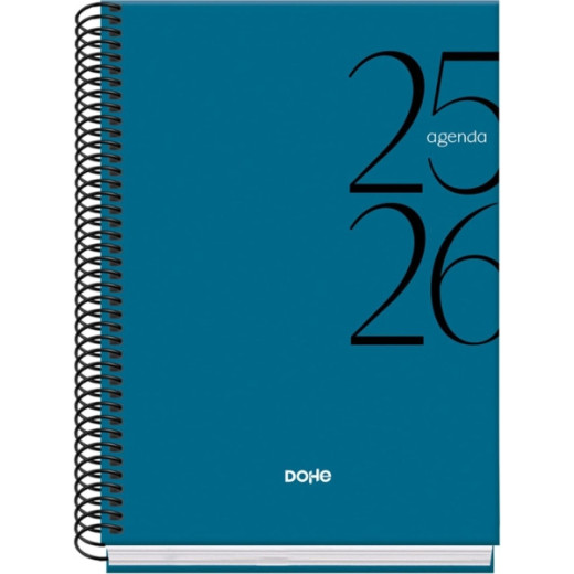 Dohe System Agenda Escolar 25/26 Espiral A5 - Dia Pagina - Papel 70g/m2 - Cubierta de Carton Plastificado - Color Azul