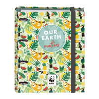 Dohe WWF Tropic Carpeta de 4 Anillas Mixtas de 35mm con Recambio de 100 Hojas - Formato Folio - Cierre con Goma - Incluye 4 Separadores y Sobre de Polipropileno