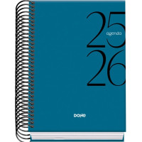Dohe System Agenda Escolar 25/26 Espiral A6 - Dia Pagina - Papel 70g/m2 - Cubierta de Carton Plastificado - Color Azul