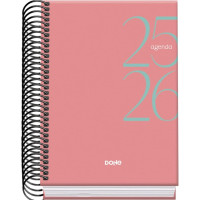 Dohe System Agenda Escolar 25/26 Espiral A6 - Dia Pagina - Papel 70g/m2 - Cubierta de Carton Plastificado - Color Rosa