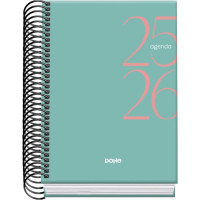 Dohe System Agenda Escolar 25/26 Espiral A6 - Dia Pagina - Papel 70g/m2 - Cubierta de Carton Plastificado - Color Verde