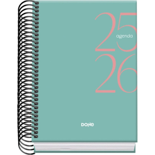 Dohe System Agenda Escolar 25/26 Espiral A6 - Dia Pagina - Papel 70g/m2 - Cubierta de Carton Plastificado - Color Verde