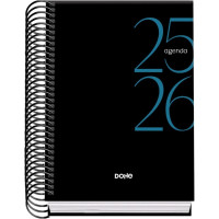 Dohe System Agenda Escolar 25/26 Espiral A6 - Dia Pagina - Papel 70g/m2 - Cubierta de Carton Plastificado - Color Negro