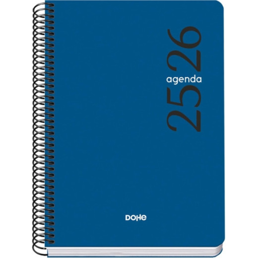 Dohe Esencial Agenda Escolar 25/26 Espiral A5 - Dia Pagina - Papel 70g/m2 - Cubierta en Polipropileno - Color Azul