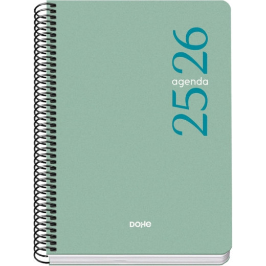 Dohe Esencial Agenda Escolar 25/26 Espiral A5 - Dia Pagina - Papel 70g/m2 - Cubierta en Polipropileno - Color Verde