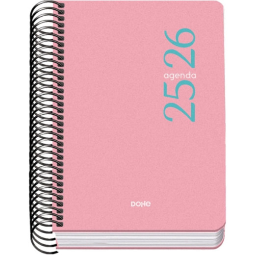 Dohe Esencial Agenda Escolar 25/26 Espiral A6 - Dia Pagina - Papel 70g/m2 - Cubierta en Polipropileno - Color Rosa