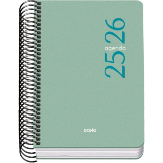 Dohe Esencial Agenda Escolar 25/26 Espiral A6 - Dia Pagina - Papel 70g/m2 - Cubierta en Polipropileno - Color Verde