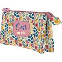 Dohe C`est la Vie Portatodo Triple - Cierre Doble con Cremallera y Tirador de Goma