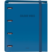 Dohe Colour Vibes Carpeta de 4 Anillas Mixtas de 35mm Recambio 100 Hojas Cuadricula 5mm - Formato A4 - Cierre con Goma - Incluye 4 Separadores y Sobre de Polipropileno - Color Azul