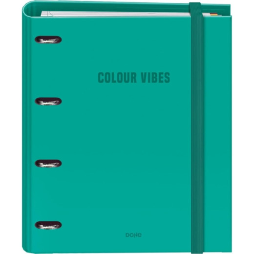 Dohe Colour Vibes Carpeta de 4 Anillas Mixtas de 35mm Recambio 100 Hojas Cuadricula 5mm - Formato A4 - Cierre con Goma - Incluye 4 Separadores y Sobre de Polipropileno - Color Verde