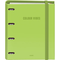 Dohe Colour Vibes Carpeta de 4 Anillas Mixtas de 35mm Recambio 100 Hojas Cuadricula 5mm - Formato A4 - Cierre con Goma - Incluye 4 Separadores y Sobre de Polipropileno - Color Verde Lima