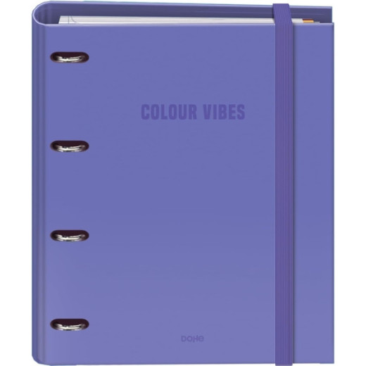 Dohe Colour Vibes Carpeta de 4 Anillas Mixtas de 35mm Recambio 100 Hojas Cuadricula 5mm - Formato A4 - Cierre con Goma - Incluye 4 Separadores y Sobre de Polipropileno - Color Morado