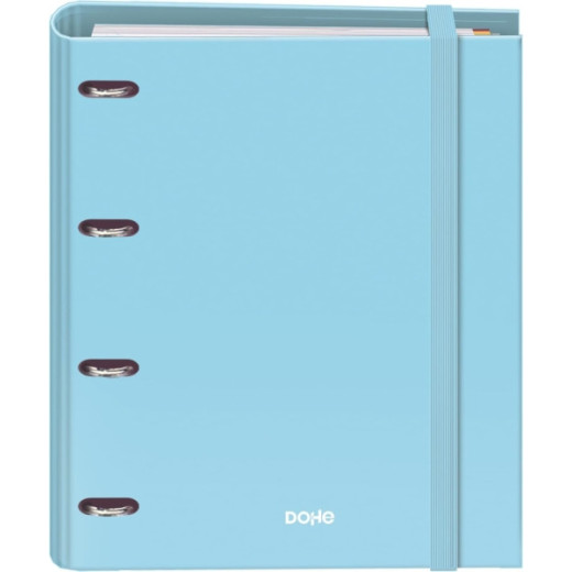 Dohe Serenity Carpeta de 4 Anillas Mixtas de 35mm Recambio 100 Hojas Cuadricula 5mm - Formato A4 - Cierre con Goma - Incluye 4 Separadores y Sobre de Polipropileno - Color Azul