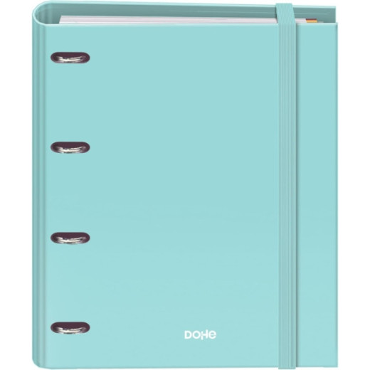 Dohe Serenity Carpeta de 4 Anillas Mixtas de 35mm Recambio 100 Hojas Cuadricula 5mm - Formato A4 - Cierre con Goma - Incluye 4 Separadores y Sobre de Polipropileno - Color Verde