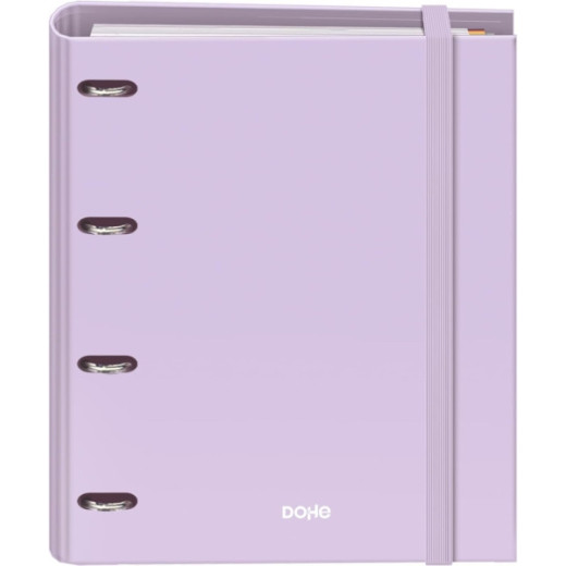 Dohe Serenity Carpeta de 4 Anillas Mixtas de 35mm Recambio 100 Hojas Cuadricula 5mm - Formato A4 - Cierre con Goma - Incluye 4 Separadores y Sobre de Polipropileno - Color Morado