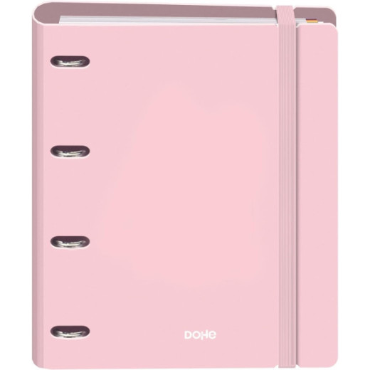 Dohe Serenity Polyfoam Carpeta de 4 Anillas Mixtas de 35mm A4 Recambio 100 Hojas Cuadricula 5mm - Cubierta de Polyfoam 2mm - Cierre con Goma - Incluye 4 Separadores y Sobre de Polipropileno - Color Rosa
