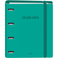 Dohe Colour Vibes Polyfoam Carpeta de 4 Anillas Mixtas de 35mm A4 Recambio 100 Hojas Cuadricula 5mm - Cubierta de Polyfoam 2mm - Cierre con Goma - Incluye 4 Separadores y Sobre de Polipropileno - Color Verde