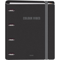 Dohe Colour Vibes Polyfoam Carpeta de 4 Anillas Mixtas de 35mm A4 Recambio 100 Hojas Cuadricula 5mm - Cubierta de Polyfoam 2mm - Cierre con Goma - Incluye 4 Separadores y Sobre de Polipropileno - Color Negro