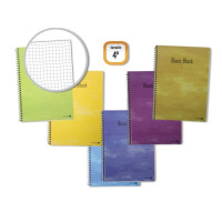 Golden Pack de 10 Cuadernos Espiral 80 Hojas 60gr Cuadricula - Tamaño 4º - Tapa Normal Plastificada - Colores Surtidos
