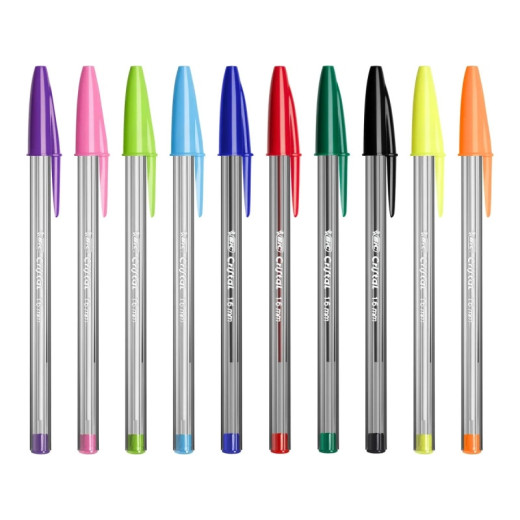 Bic Cristal Multicolour Pack de 20 Boligrafos de Bola - Punta 1.6mm - Trazo 0.42mm - Tinta con Base de Aceite - Colores Surtidos