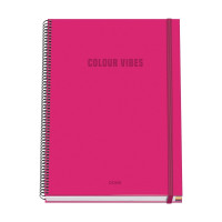 Dohe Colour Vives Cuaderno Espiral A4 100 Hojas Microperforadas Cuadricula 5mm - Tapa Dura Carton Forrado - Cierre de Goma - Bandas de Color - Color Rosa