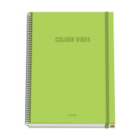 Dohe Colour Vives Cuaderno Espiral A4 100 Hojas Microperforadas Cuadricula 5mm - Tapa Dura Carton Forrado - Cierre de Goma - Bandas de Color - Color Verde Lima