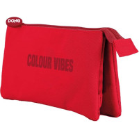 Dohe Colour Vibes Portatodo Triple - Cierre Doble con Cremallera y Tirador de Goma - Color Rojo