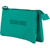 Dohe Colour Vibes Portatodo Triple - Cierre Doble con Cremallera y Tirador de Goma - Color Verde